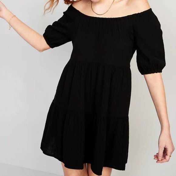 OLD NAVY Puff-Sleeve Tiered Mini Swing Dress for Women (size S) - Picture 11 of 11